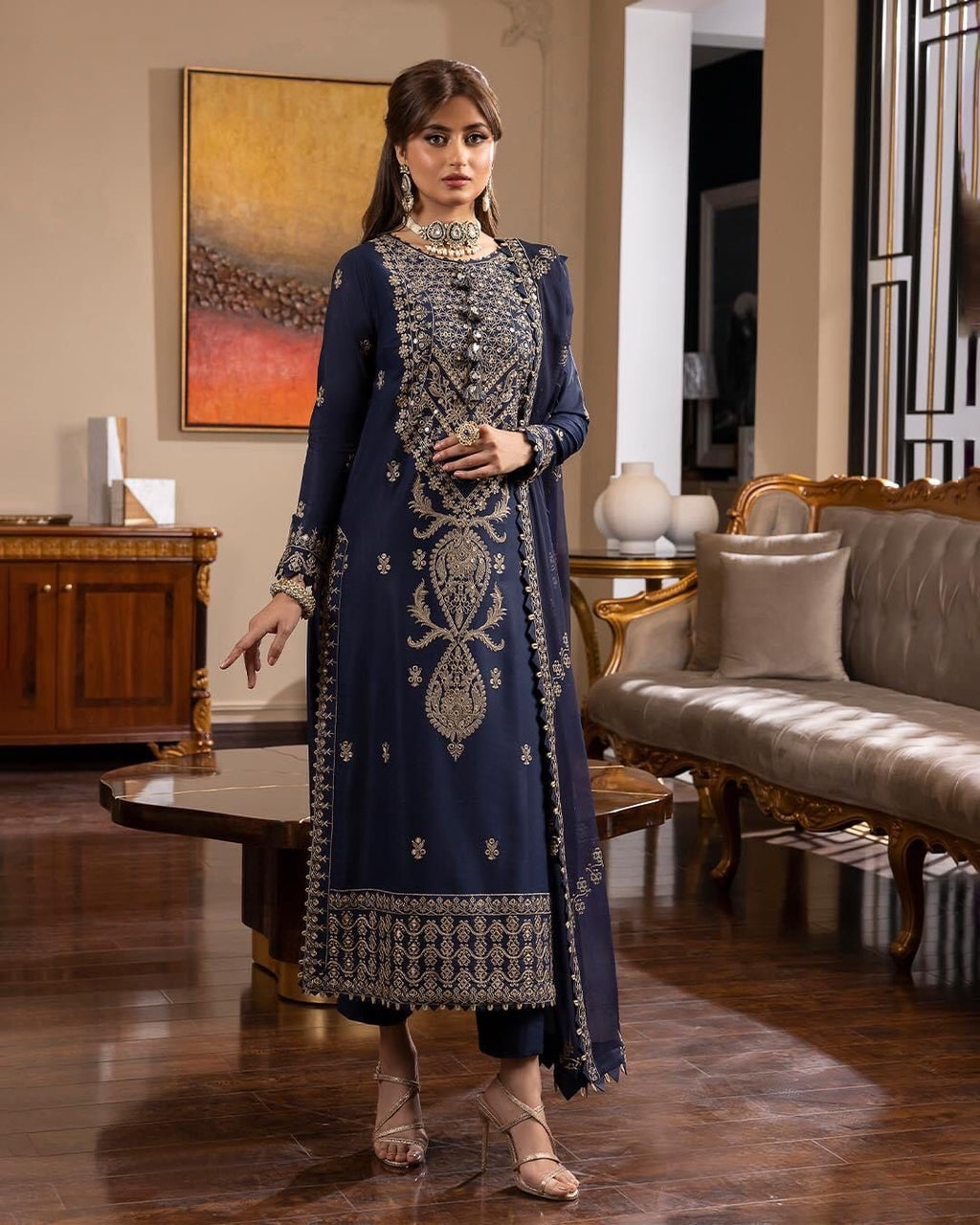 Asim jofa chiffon 3 piece suit