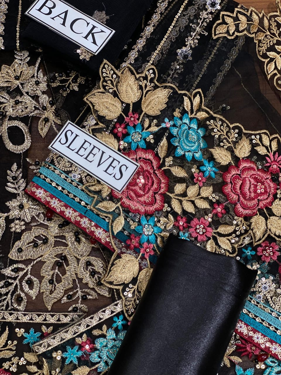 Chiffon embroidered maxi dress party wear