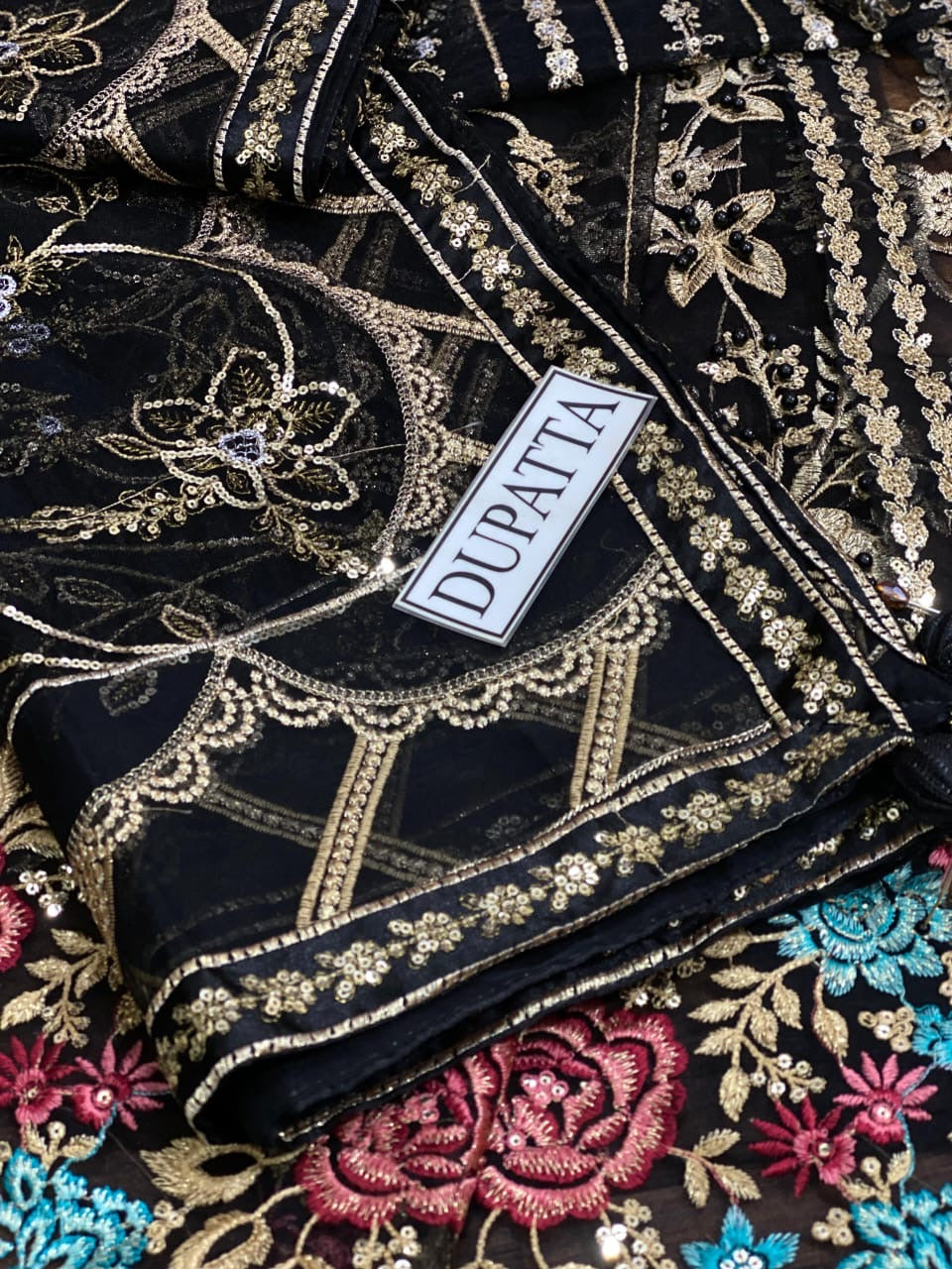 Chiffon embroidered maxi dress party wear