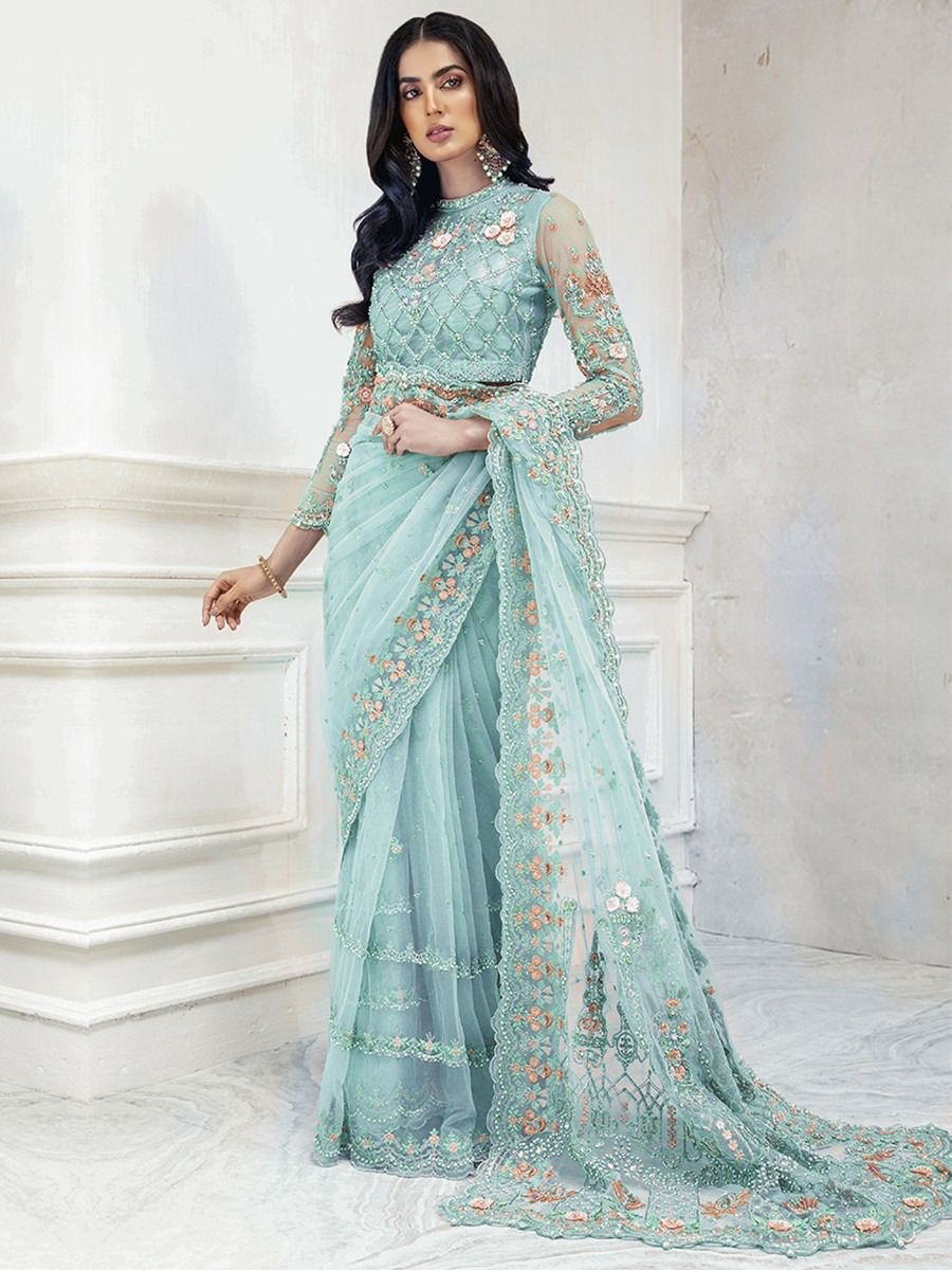 Maria B embroidered saree