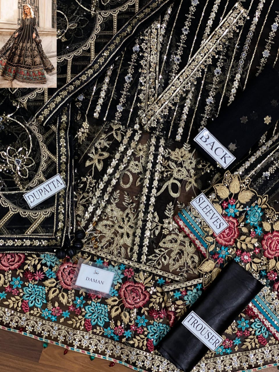 Chiffon embroidered maxi dress party wear