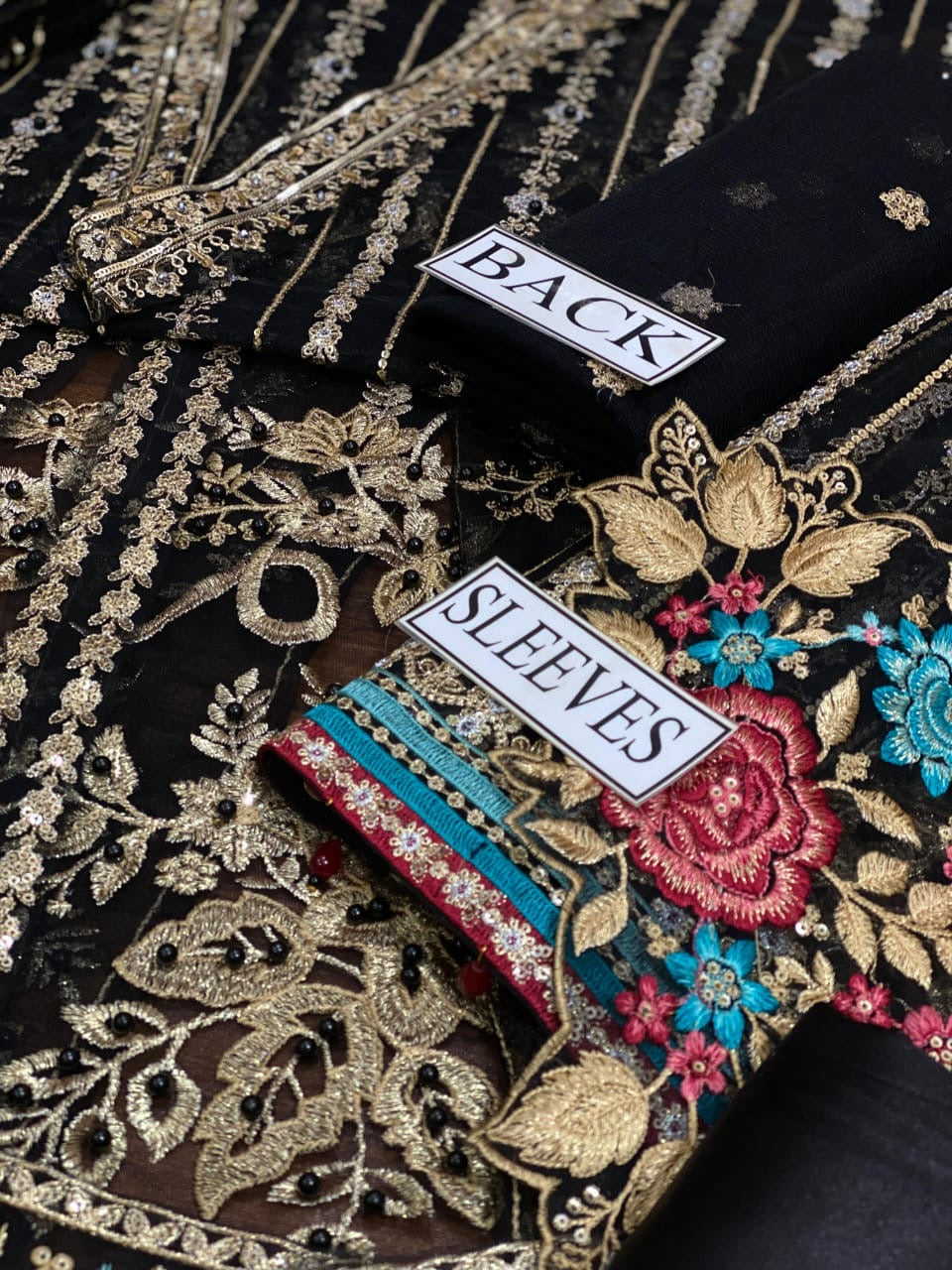 Chiffon embroidered maxi dress party wear