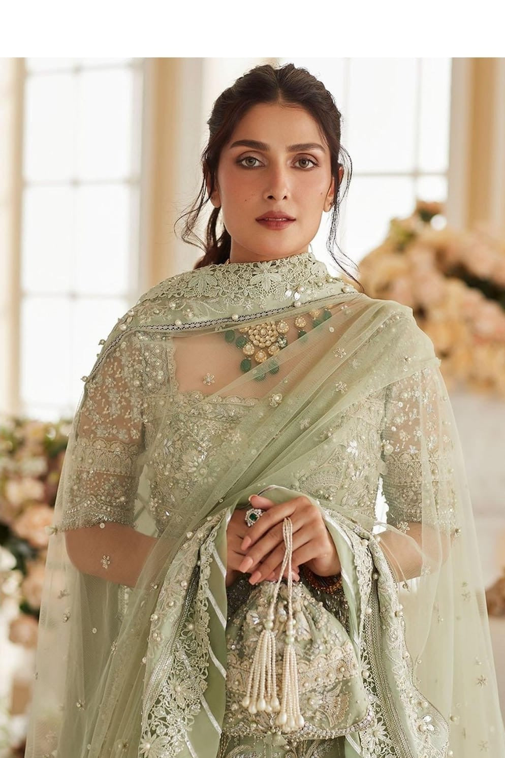 Elan pistachio bridal dress