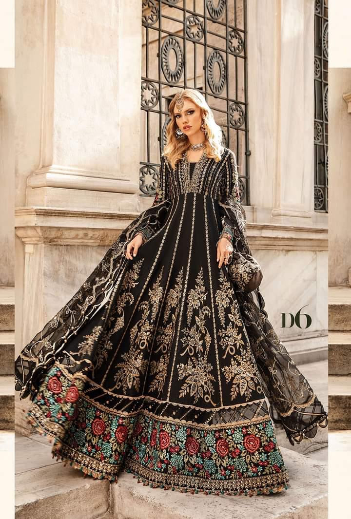 Chiffon embroidered maxi dress party wear