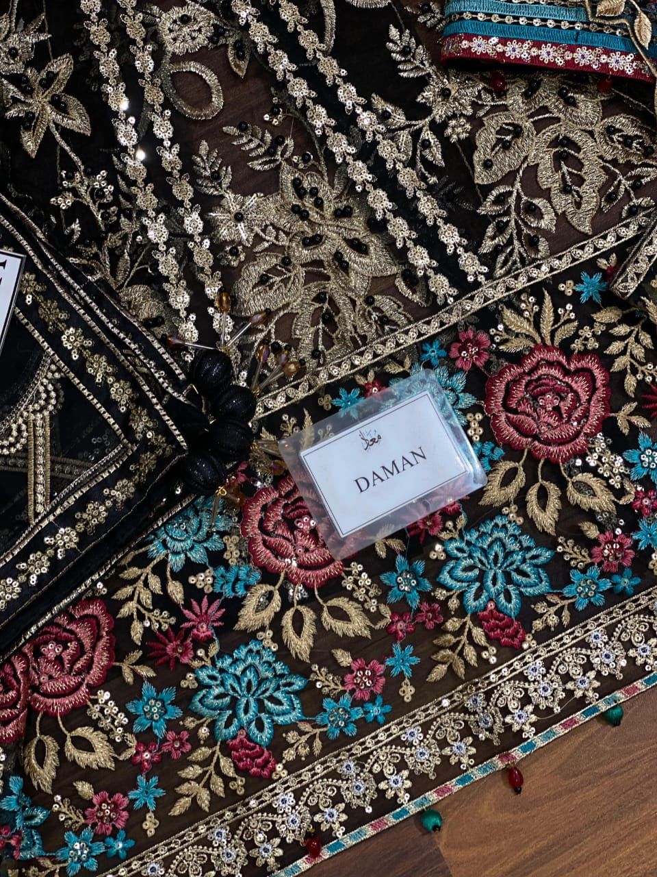 Chiffon embroidered maxi dress party wear