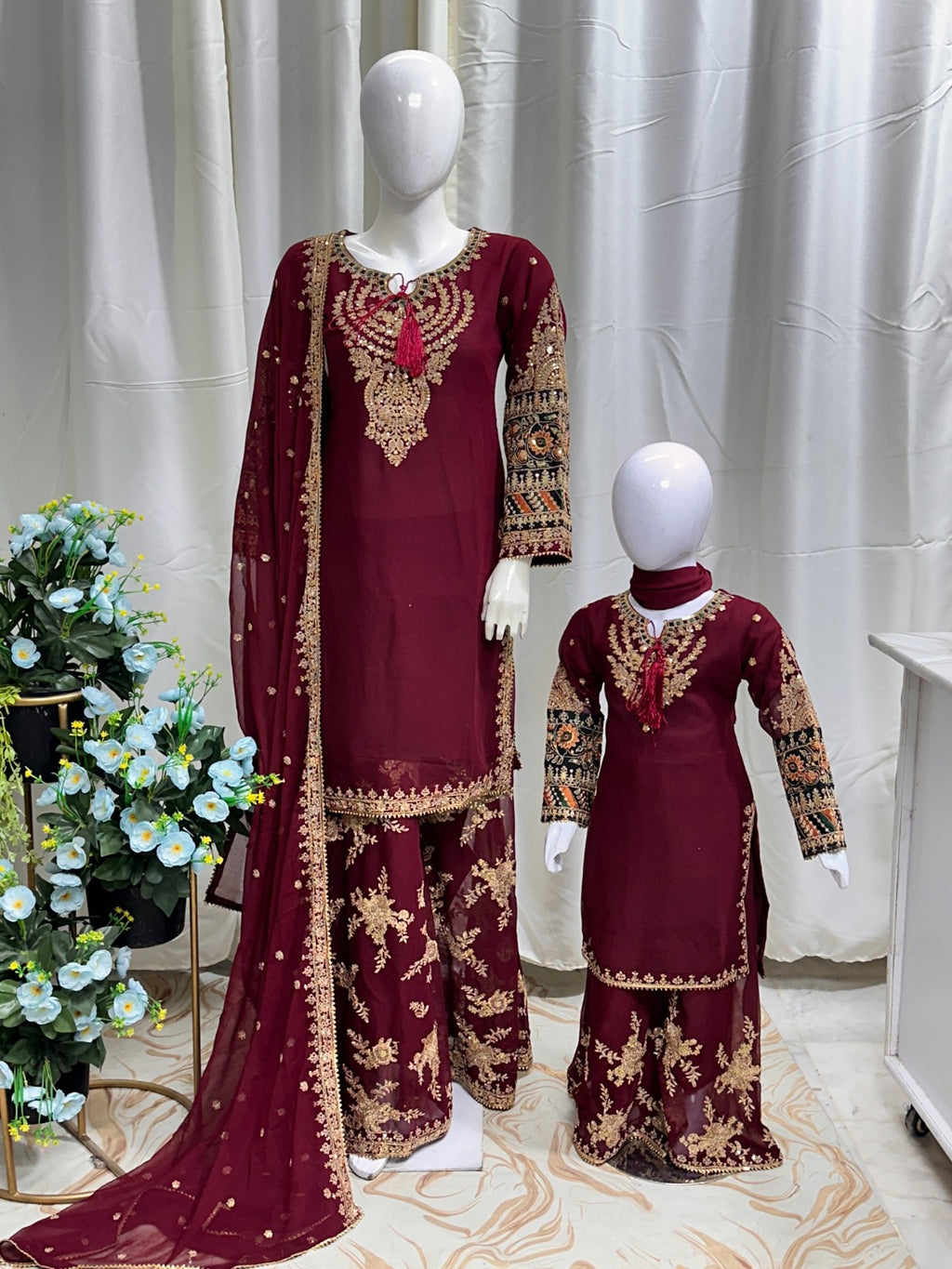 Mother n daughter chiffon dress