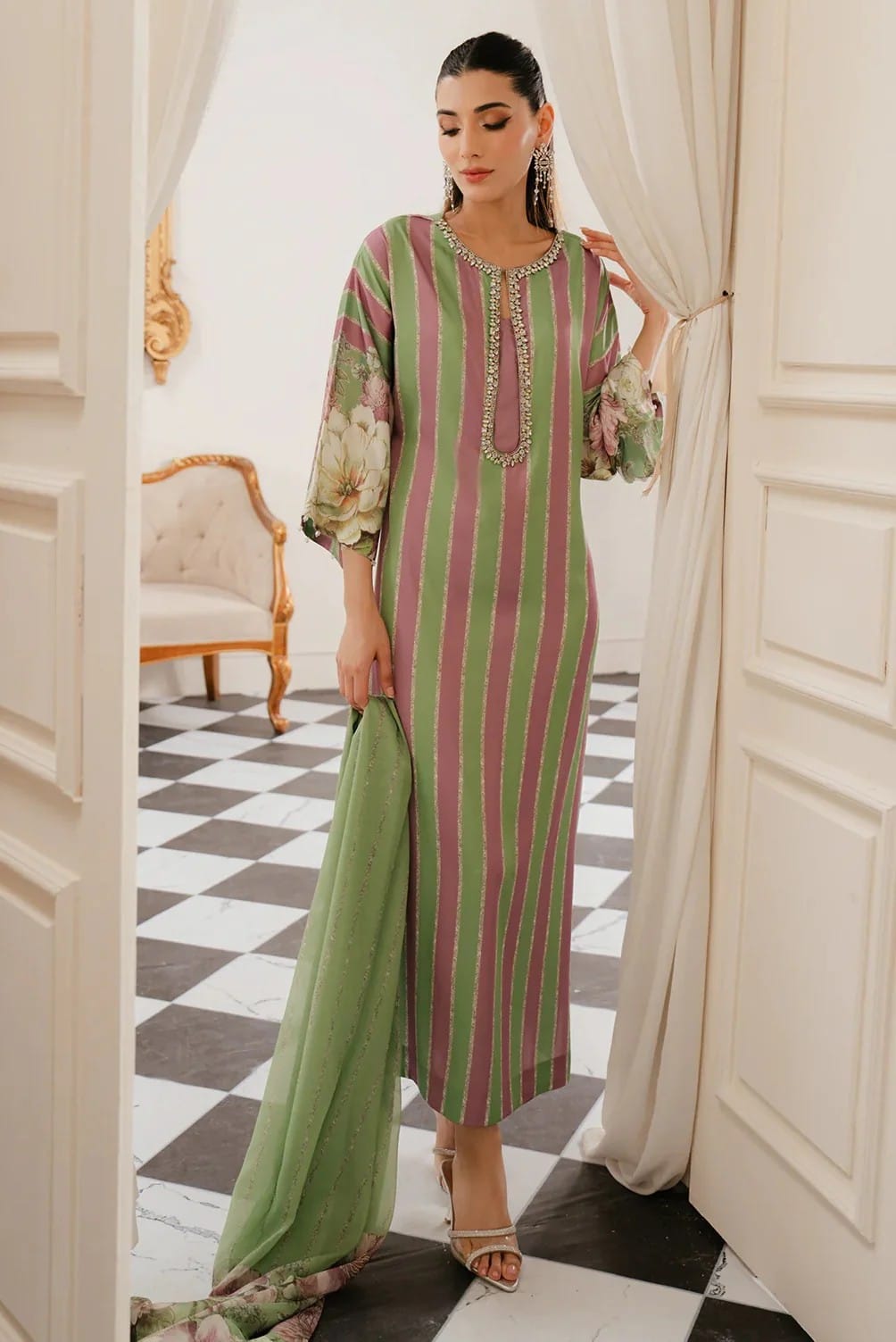 ADAN LIBAS embroidered unstitch dress